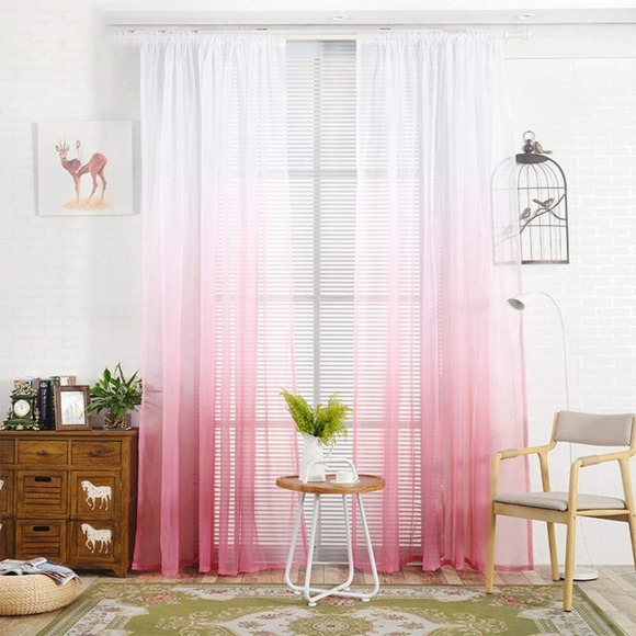 Accents Set Of 2 Wide Pink Sheer Ombre Curtain Panels Poshmark